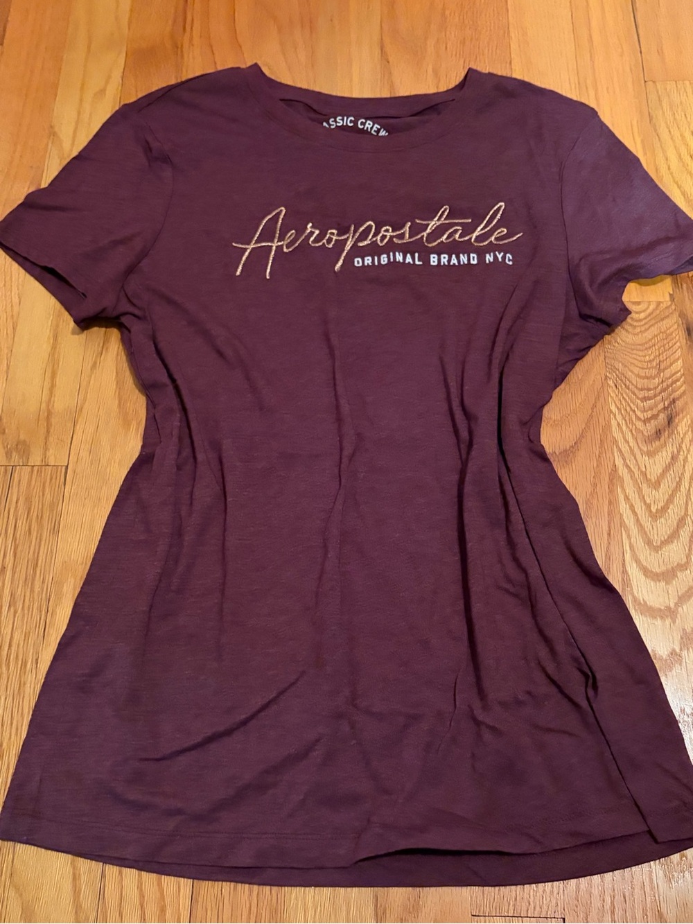 Aeropostale Women's Script Logo Tee - Burgundy